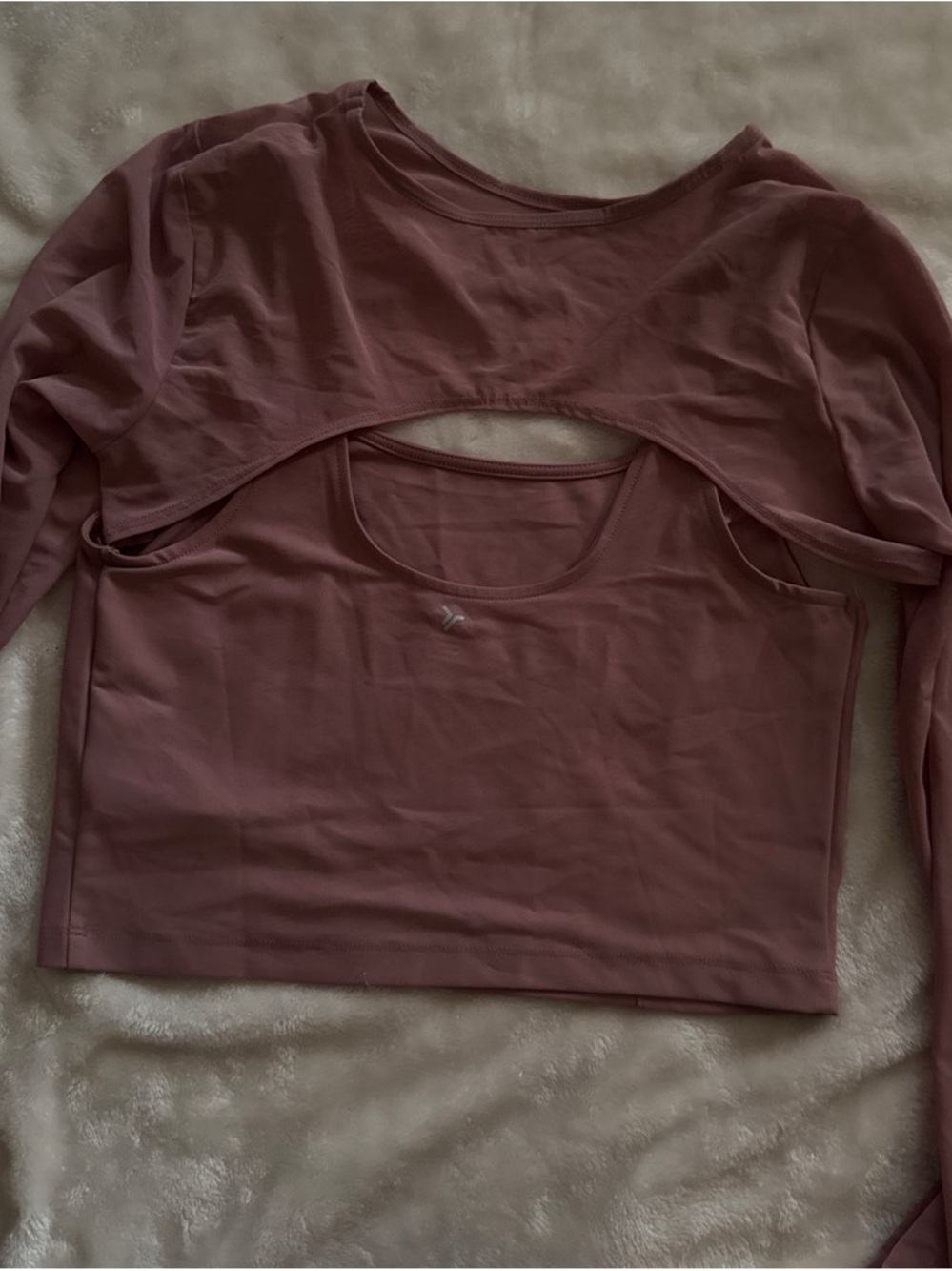 Old Navy Dusty Mauve Layered Long-Sleeve Crop Top size M